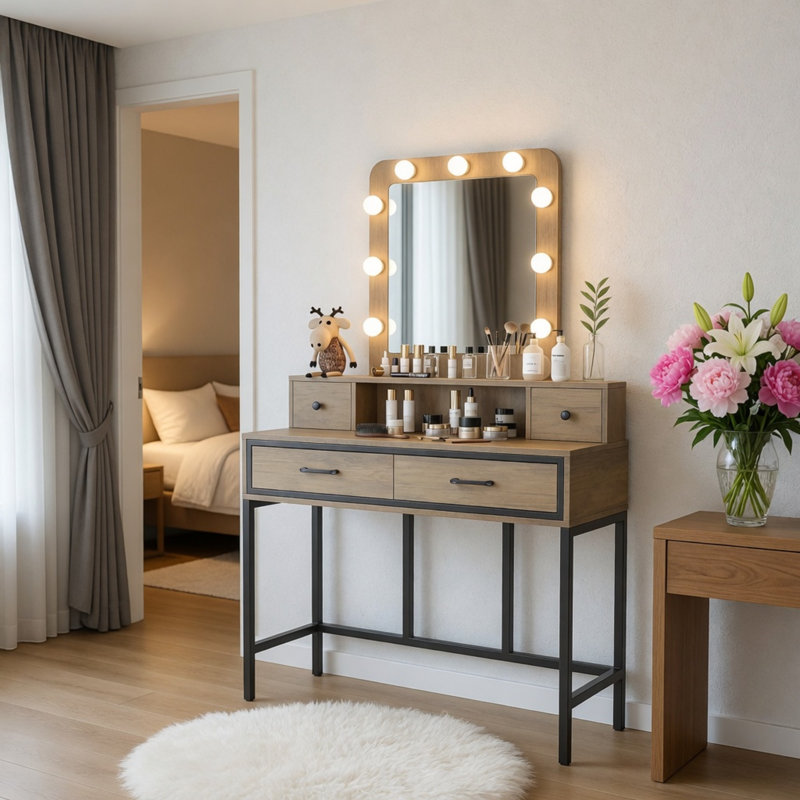 Meuble-lavabo lumineux 39,37 "avec miroir Hollywood