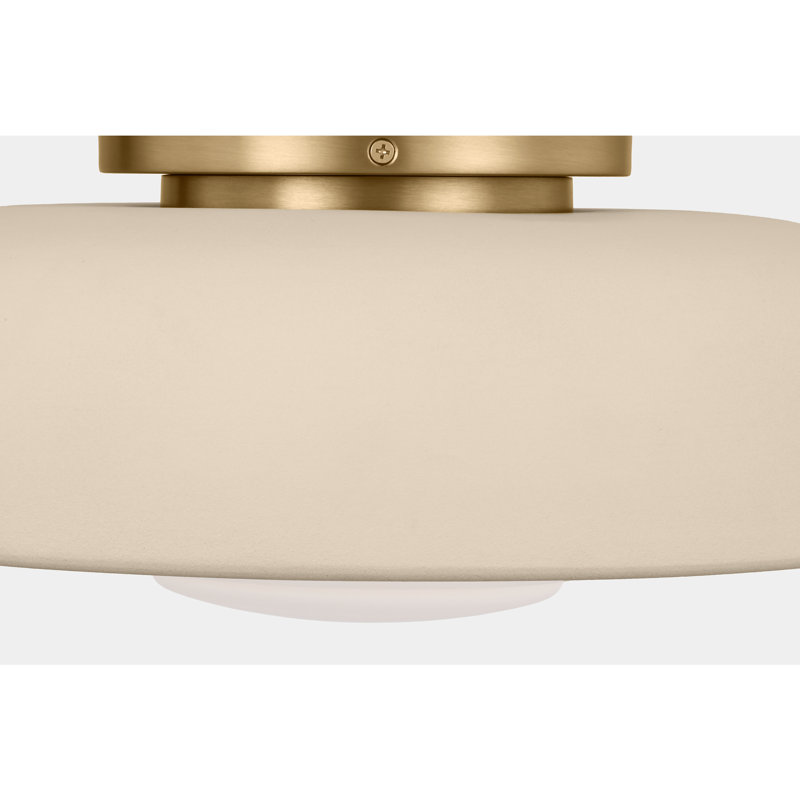 Richard June Transitional Liora Flush Mount Light, Estate Brass, Ivory
