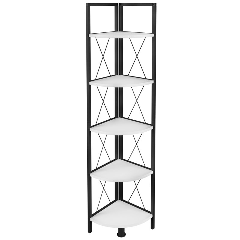 Addley Bookcase, White, (5 Shelves) 160cm H x 34cm W x 34cm D.