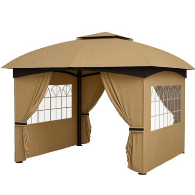 Elegant Design Gazebo,Double Roof Patio Gazebo With Curtains,Church Windows,For Outdoor