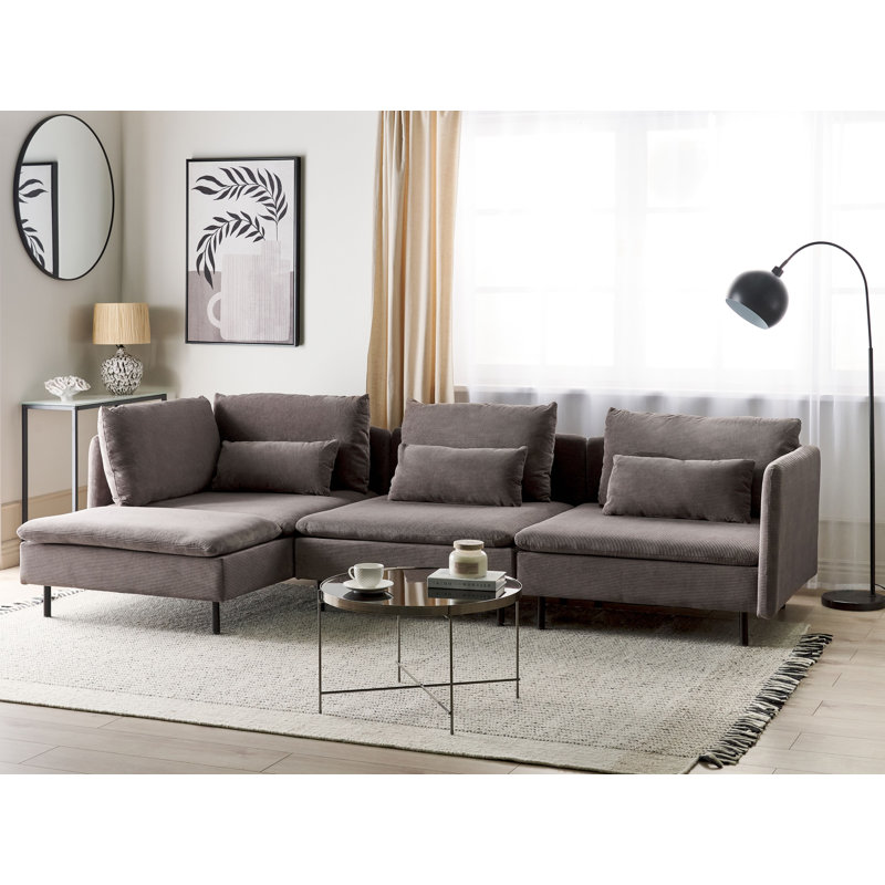 Raelie 3 Seater Corner Sofa , Right Hand Facing, Brown
