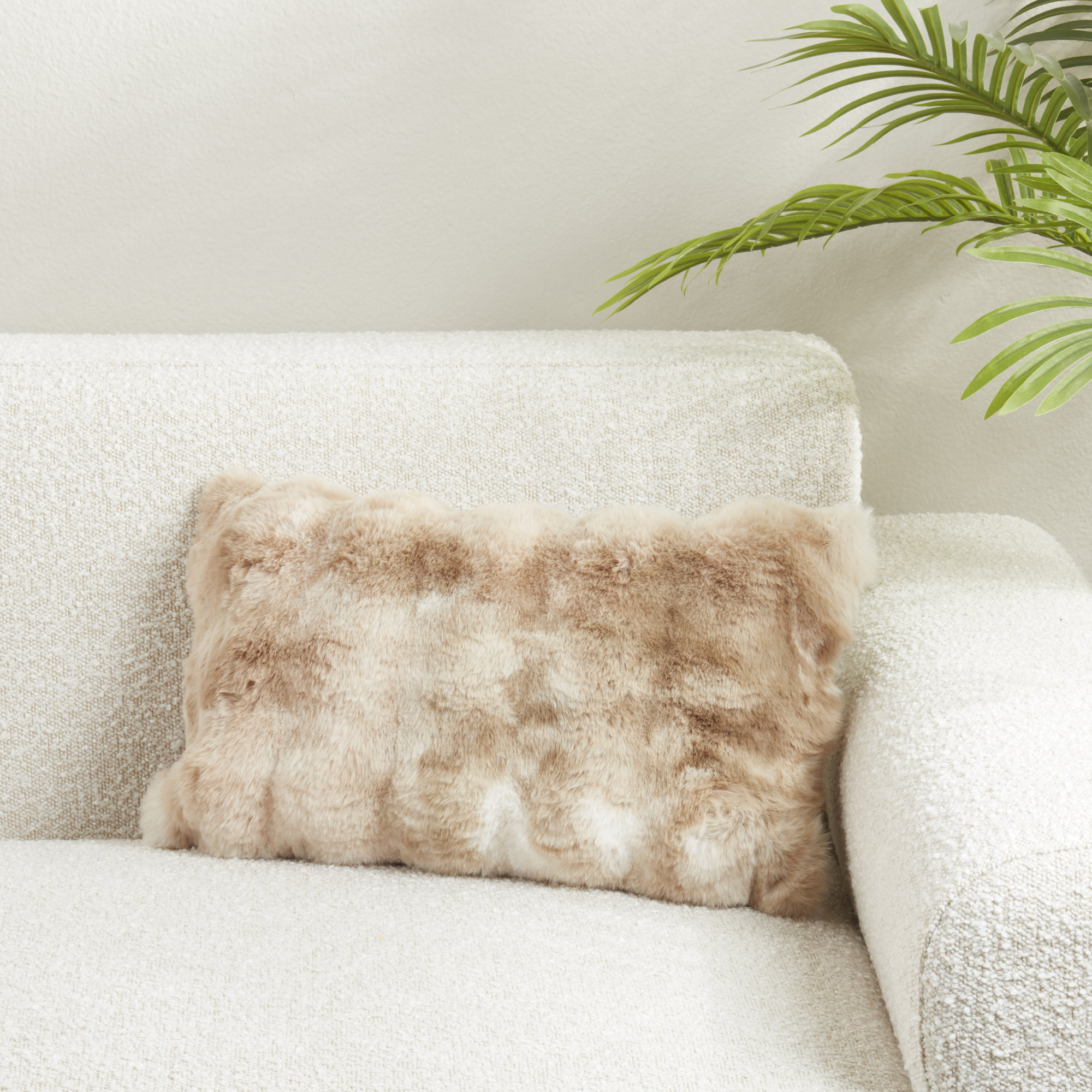 Cozy Bubble Faux Fur Pillow Cover, Brown, Rectangle 12" H x 20" W, Polyester