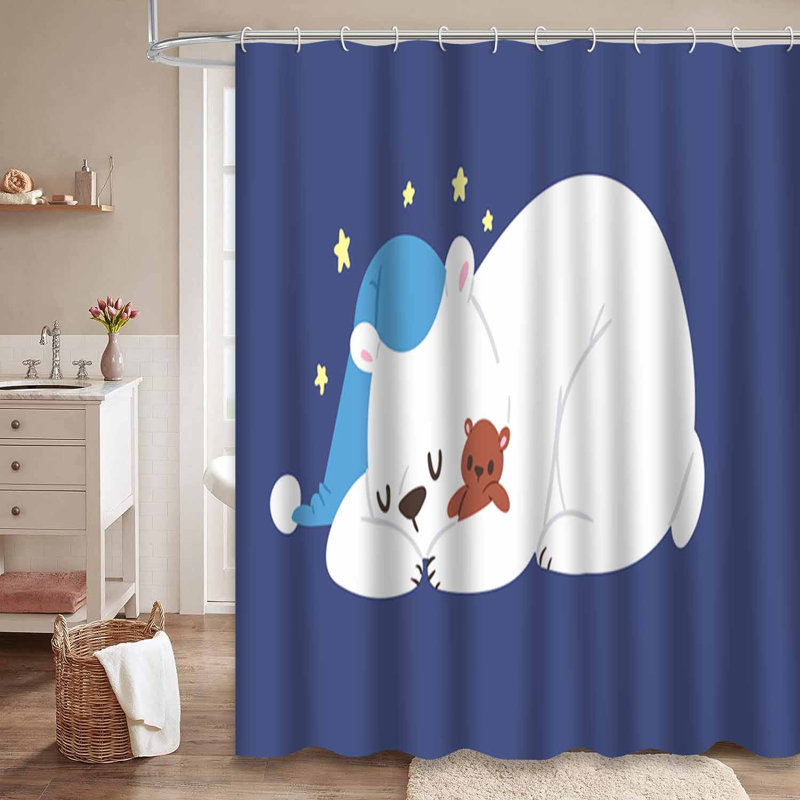 Rideau de douche bleu imperméable, rideaux de douche pour la salle de bain avec 12 crochets, 72" L x 72" W