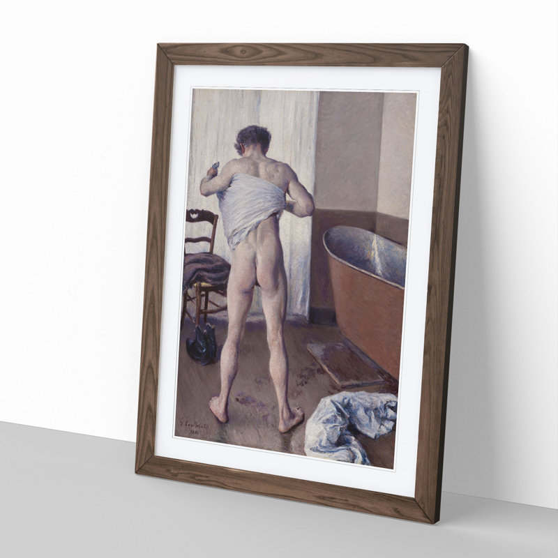Man at His Bath by Gustave Caillebotte - Picture Frame Painting, Walnut Framed, 65cm H x 48cm W x 2cm D