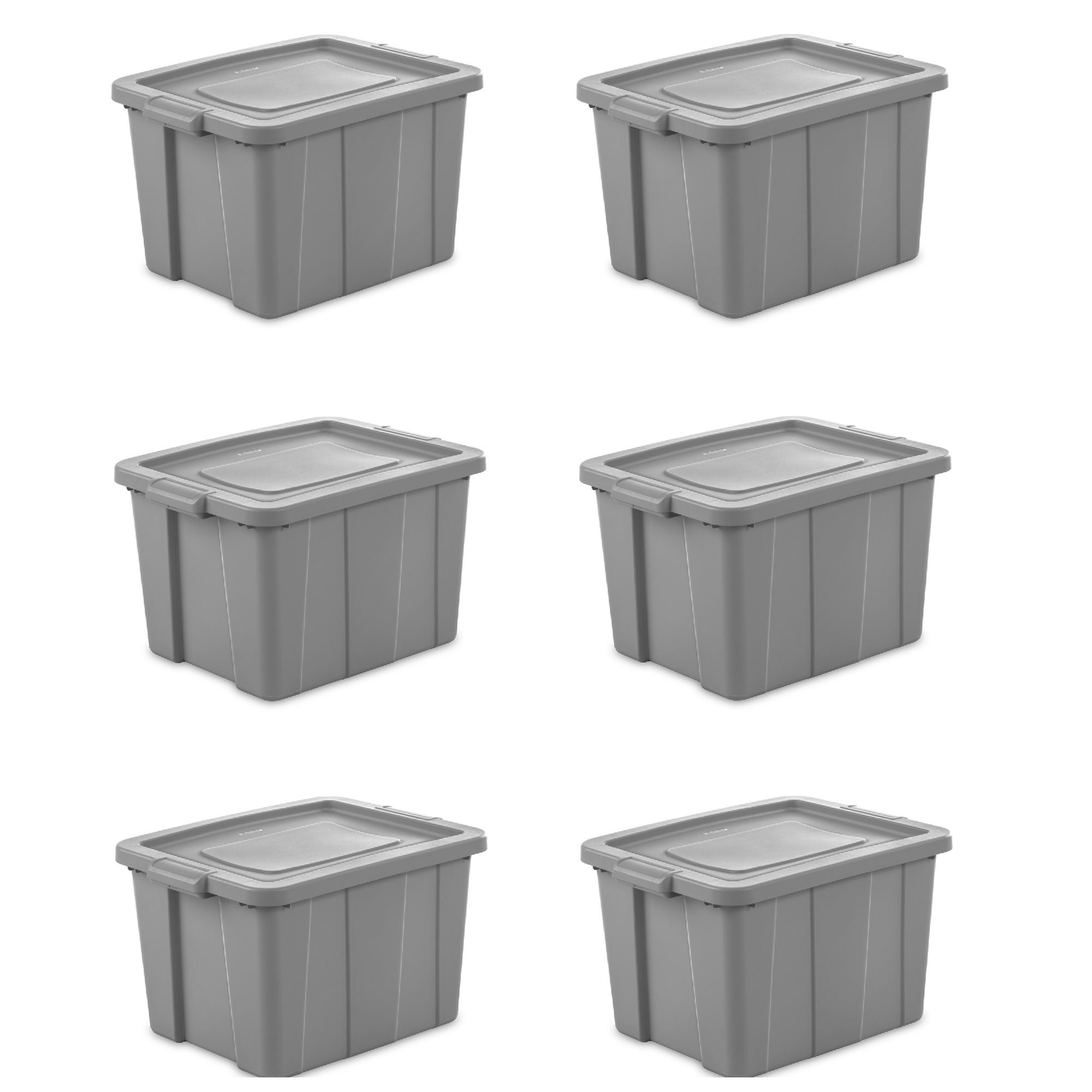 Sterilite 40 Qt Clear Plastic Storage Bin Totes with Latching Lid, Gray (6  Pack)