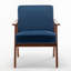 Chaise d'appoint en velours noir avec structure en bois massif, fauteuil Mid-Century moderne classique pour petits espaces - Fauteuil de lecture confortable pour le vestibule de la chambre à coucher-129182122