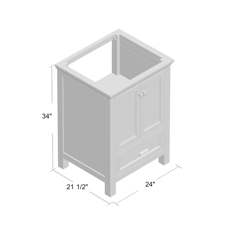 Brantley 24 Inch White Painted Bathroom Vanity with Chrome Hardware