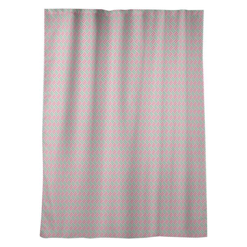 Panneau de rideau simple occultant et isolant avec passe-tringle à carreaux géométriques Avicia, Rose / sarcelle