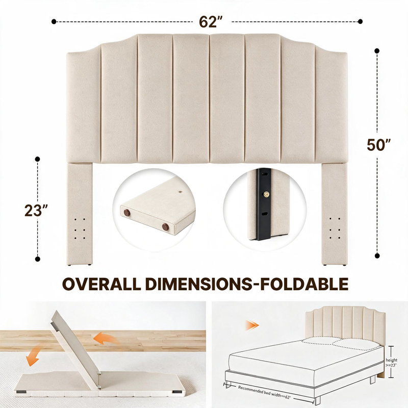 Tête de lit tapissier Modern, Grand lit, Lin beige