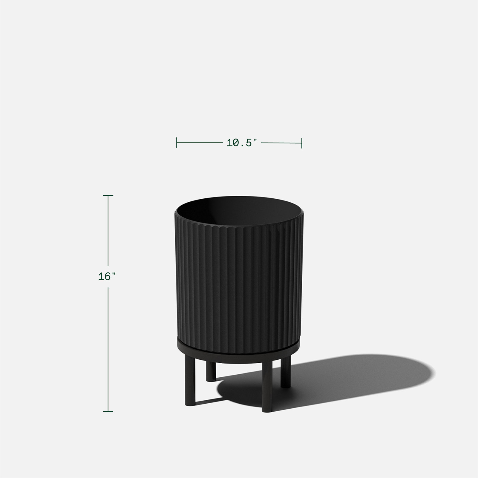 Demi Series Planter with Stand, Black, 2, 16" H x 10.5" W x 10.5" D