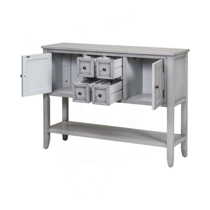 Cambridge Series  Ample Storage Vintage Console Table With Four Small Drawers And Bottom Shelf For Living Rooms, Entrances And Kitchens
