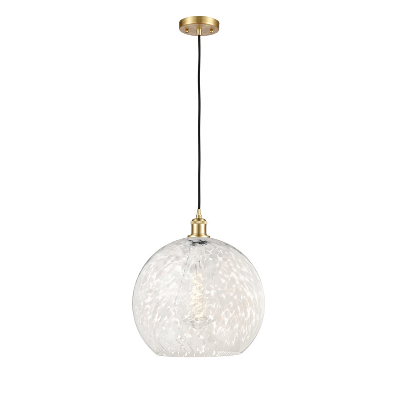 Luminaire suspendu 1 lumière Nathalie, H 16,63 po x l 13,75 po x P 13,75 po, Or satiné