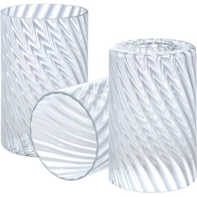 #23654-60-3,Clear Swril Glass Shade For Lighting Fixture.Size:3-7/8"Dx6-1/2"H,Center Hole:43mm.3PK