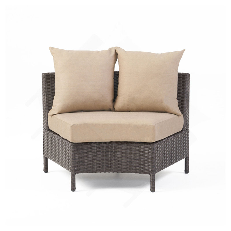 SINGLE SOFA, Beige Cushion/Brown Frame