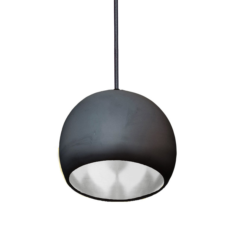 Luminaire suspendu à globe unique à 1 lumière, Noir, DEL, Noir mat / laiton