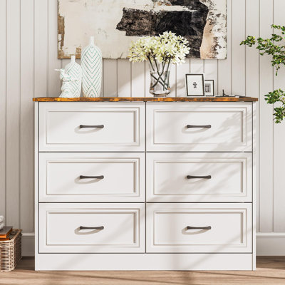 6 Drawer Wide Dresser Organizer With Charging Station