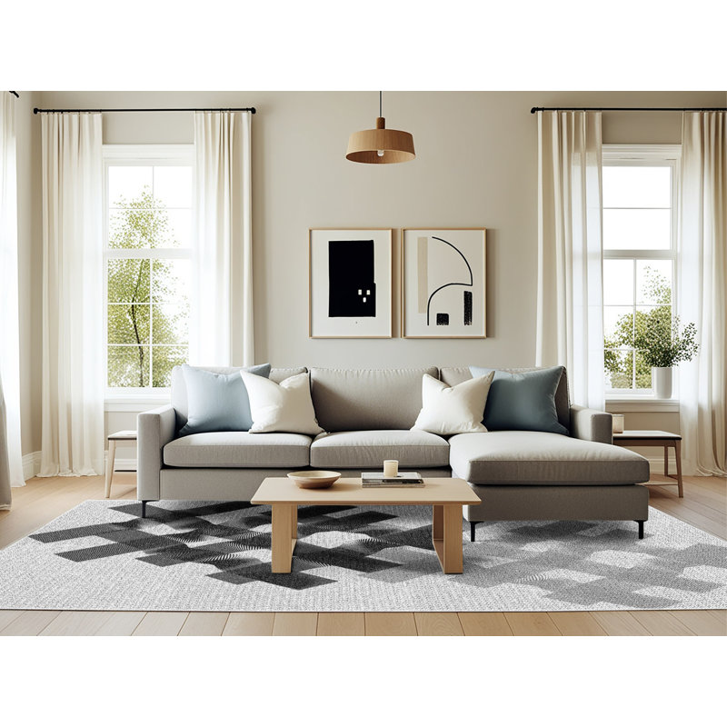 Gris Tapis décoratif, Rectangle 6 pi x 9 pi