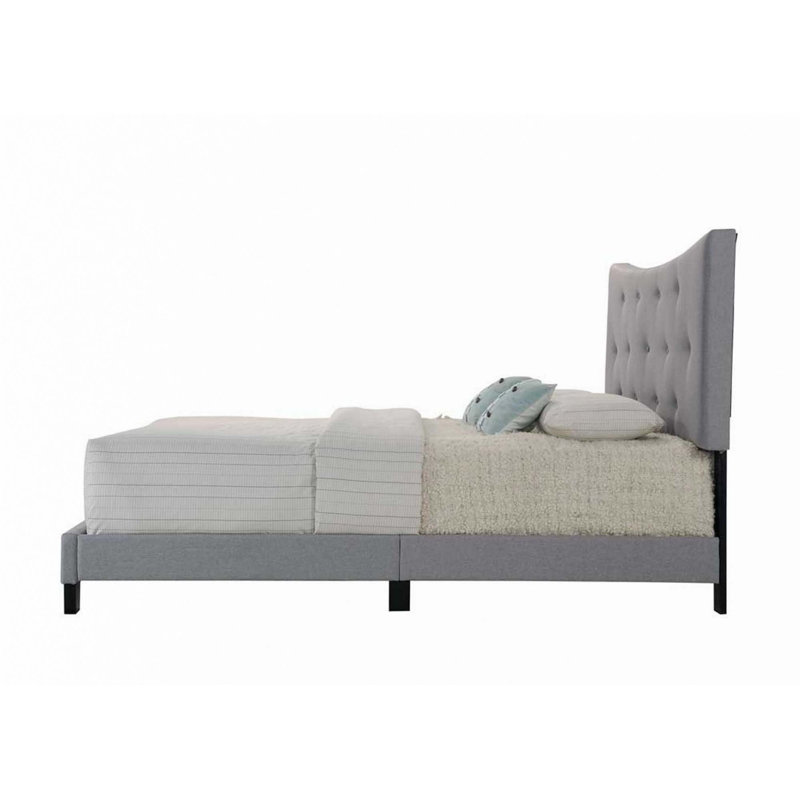 Grand lit Venacha en tissu gris