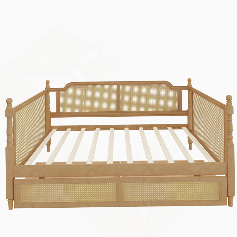 Rattan Daybed with 2 Drawers, Full/Double, Walnut