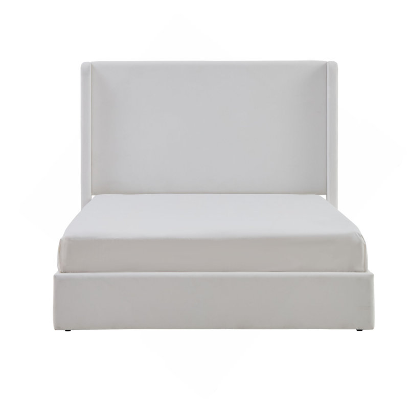 Lit haut tapissier / tête de lit haute / simplicité élégante / pas de sommier tapissier / assemblage facile, Blanc