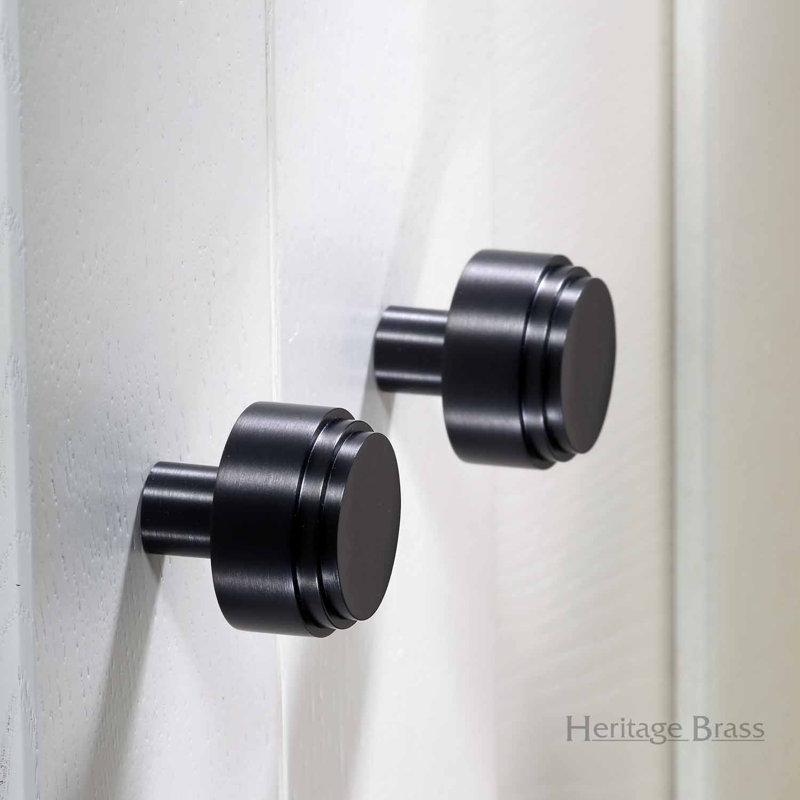 Heritage Brass Heritage Cabinet Knob Round Deco Design, 3.7cm H x 3.8cm W x 3.8cm D, Matte Black