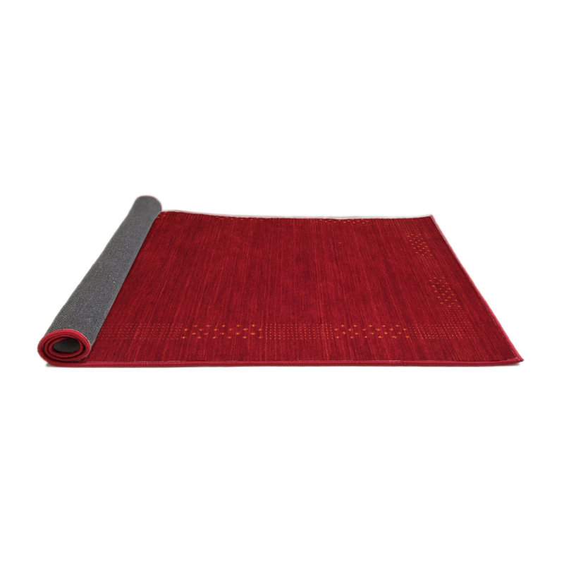 Tapis contemporain rouge, Rond 6 pi