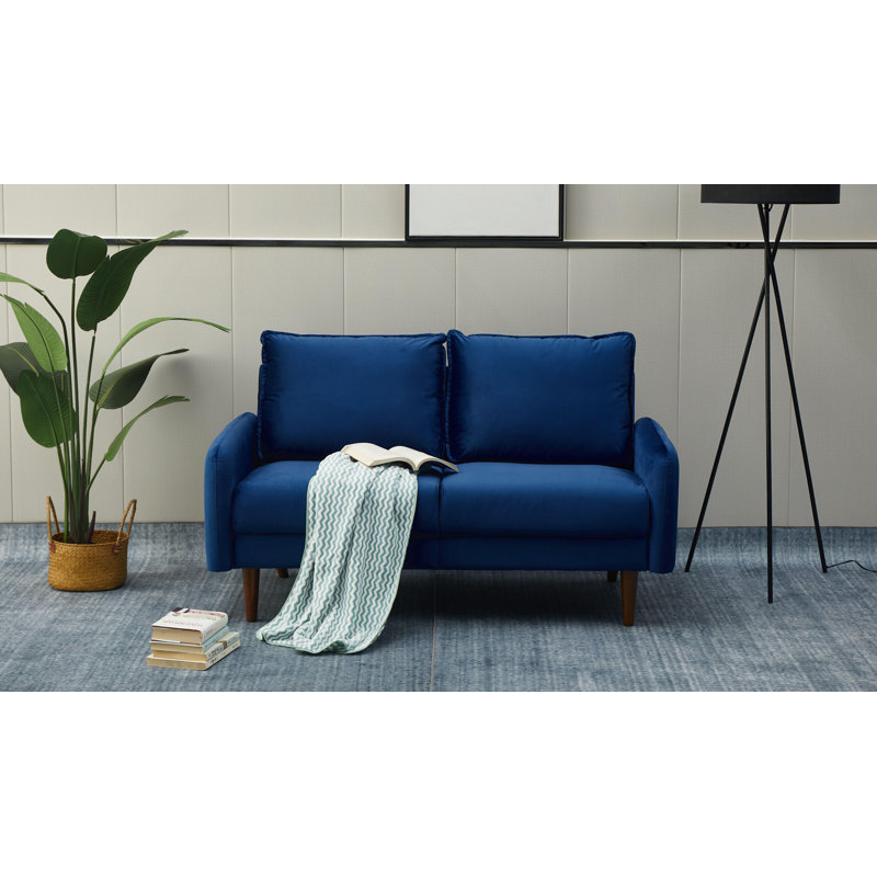 Emteas 57.3'' Velvet Loveseat, Space Blue Velvet