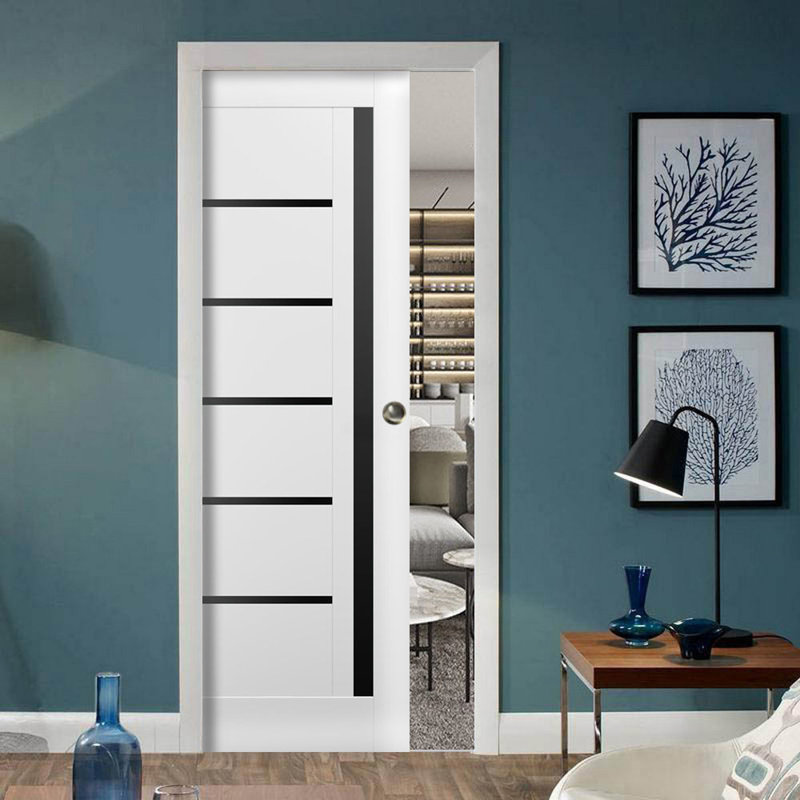 Porte française en verre givré Quadro, 32 po x 80 po, Blanc