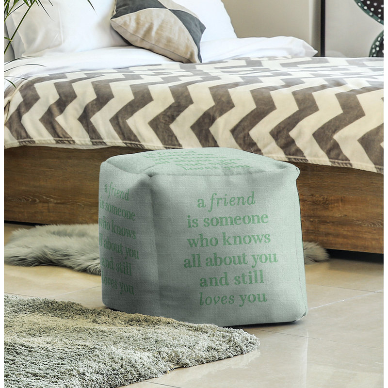 Upholstered Ottoman, Light Green/Green