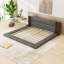 Contemporary Velvet Upholstered Platform Bed with headboard-1644240807
