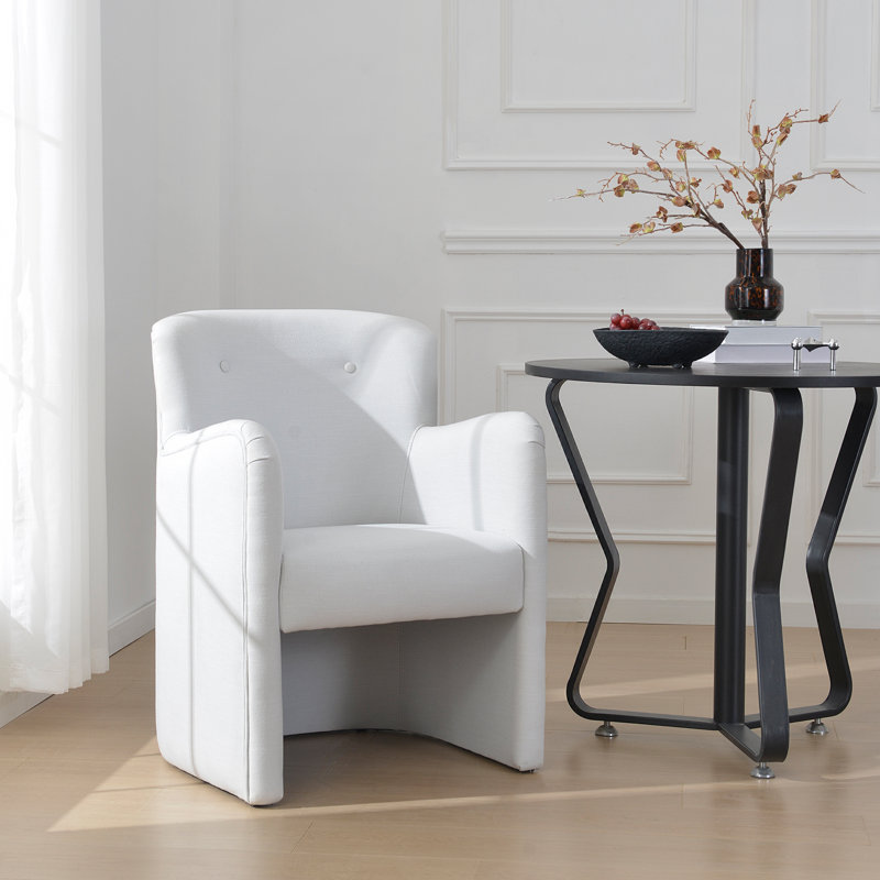 Kelly 24" Wide Performance Fabric Upholstered Dining Armchair, Ivory