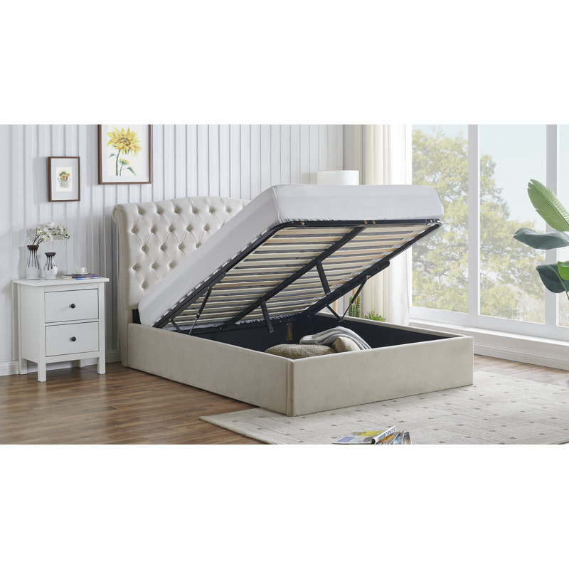 Campbell Upholstered Ottoman Storage Bed, Single (3'), Natural