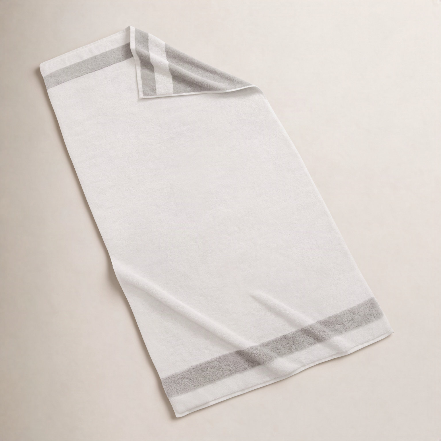 Striped Turkish Cotton Bath Towel, Gray