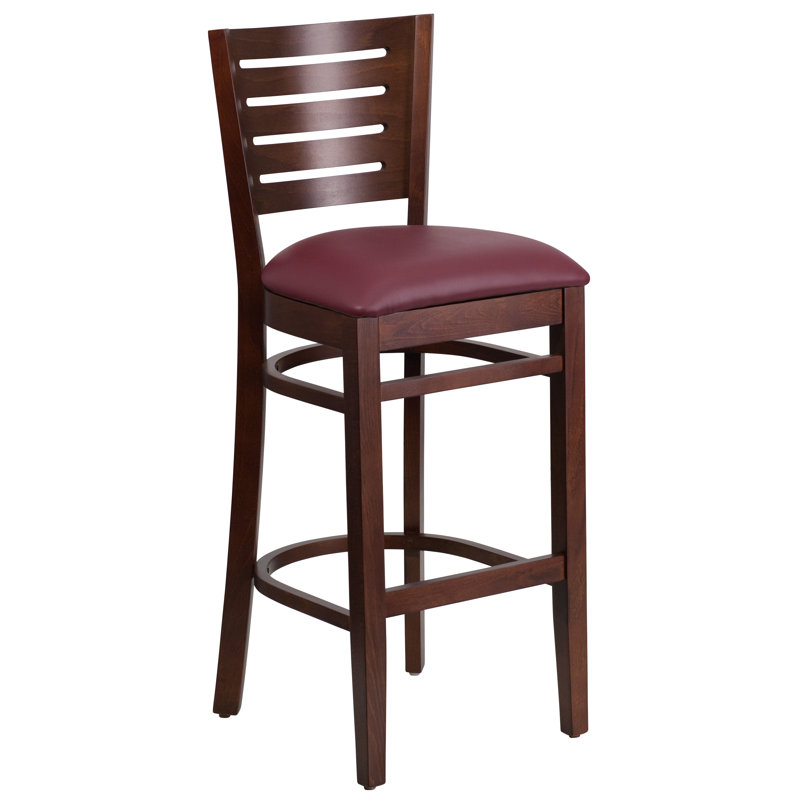 Tabouret de bar Kadircan, Vinyle - bourgogne, Noyer, 1