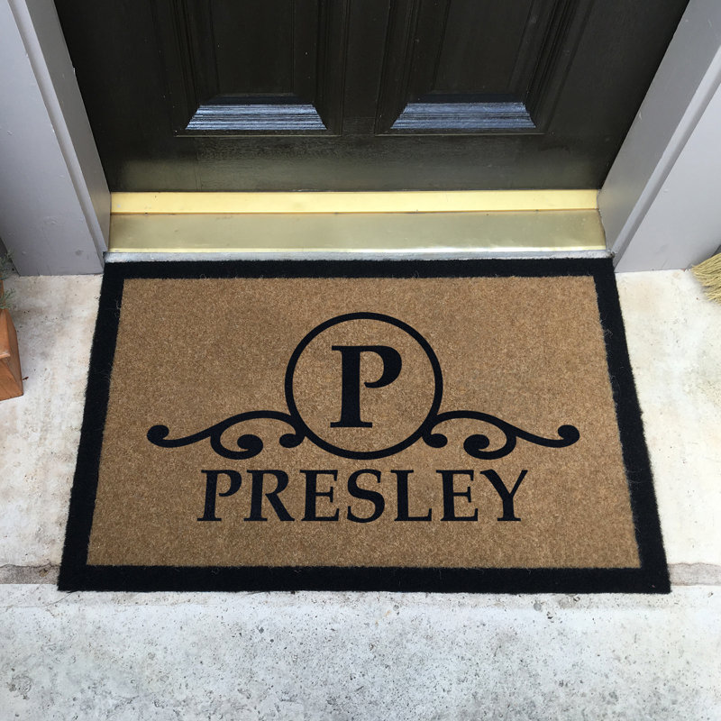 Tapis d'extérieur personnalisé antidérapant toutes saisons, L 36 po x L 60 po, Brun clair, Oui
