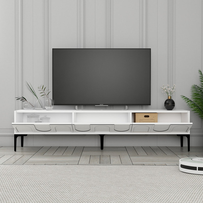 Keikei Unfinished TV Stand, White/Black