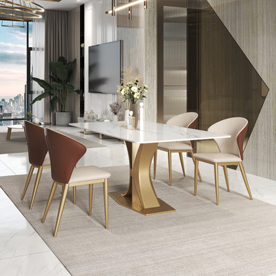 High-end simple rectangular dining table set