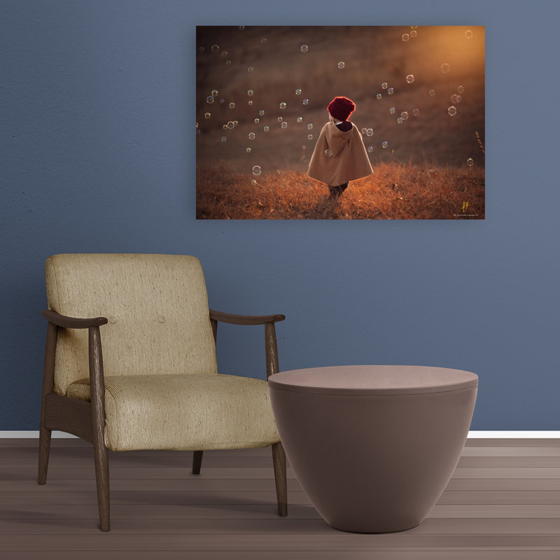 Childhood Bubble Wonder Dreamy Playful Abstract Autumn Landscape Wall Art Print by Jake Olson - Wrapped Canvas Print