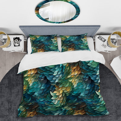 Emerald And Blue Mosaic Symphony I Abstract Duvet Cover
