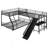 L-Shaped Twin Over Full Bunk Bed With Twin Size Loft Bed,Built-In Desk And Slide,Black
