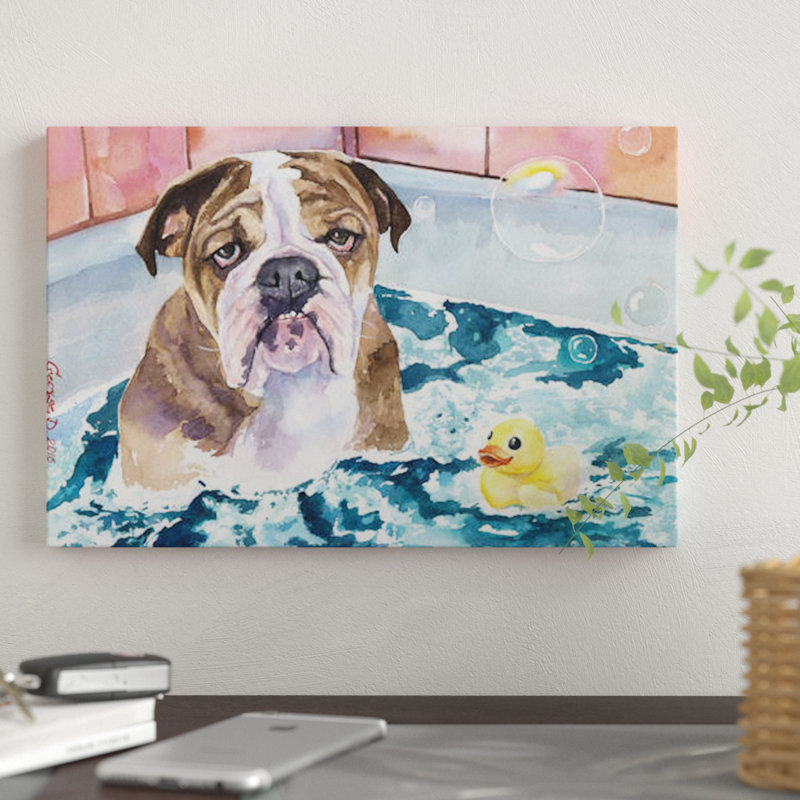«Bath Time», reproduction sur toile, H 18 po x l 26 po x P 1,5 po, Toile tendue, Pas de tapis