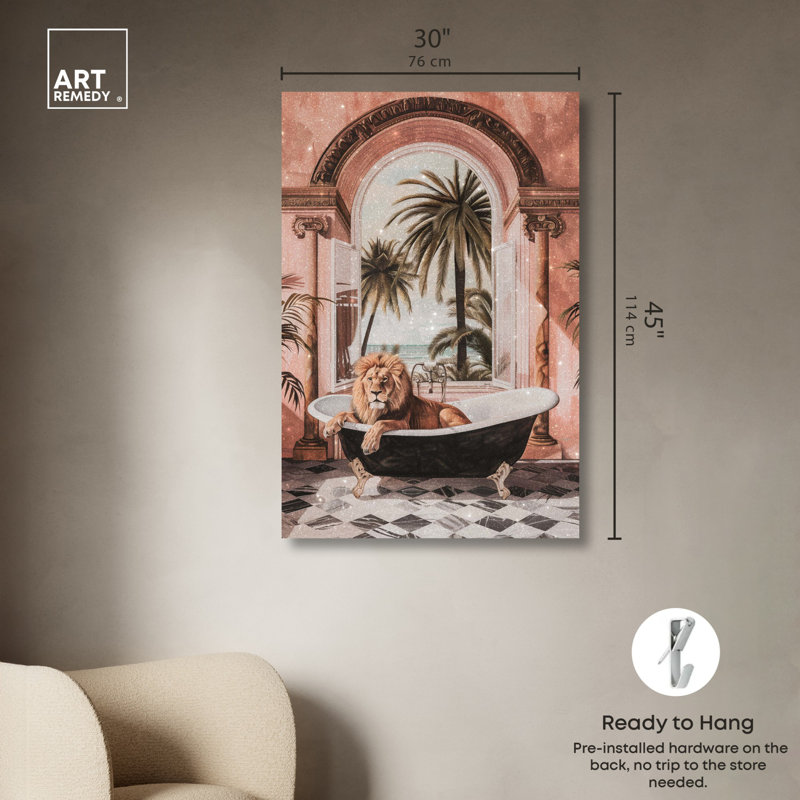 «Sleeping Lion Bath» par Art Remedy, Toile tendue, H 45 po x l 30 po