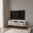 Tv Stand With 2 Doors And Open Storage, White And Natural Oak