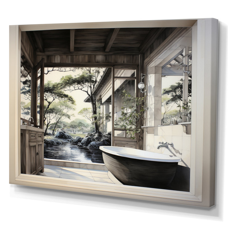 Salle de bain contemporaine Zen III - imprimé, H 16 po x l 32 po x P 1 po, Toile tendue
