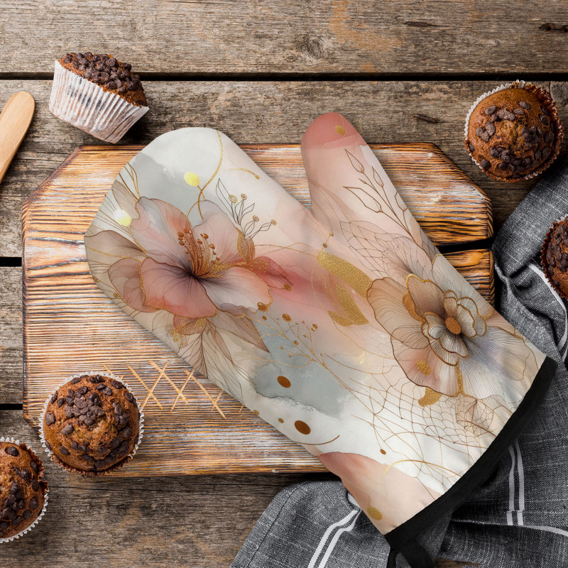 Gilded Brush Strokes Oven Mitt Cotton Twill