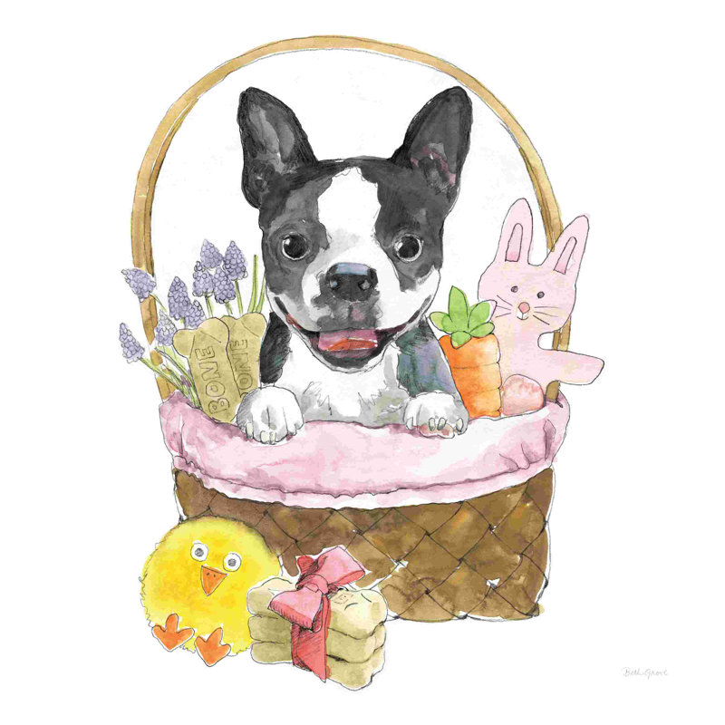 " Easter Pups VII " by Beth Grove Painting Print, 12" H x 12" W