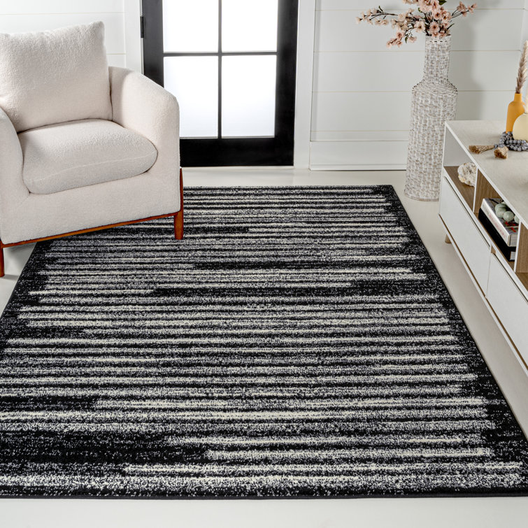 Mahit Modern Berber Stripe Black/Cream Rug