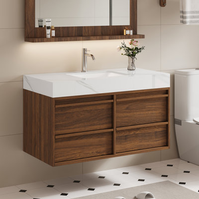 White Faux Marble Vanity