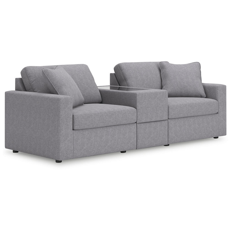 Braintree 3-Piece Sectional With Storage Console, Gray Polyester