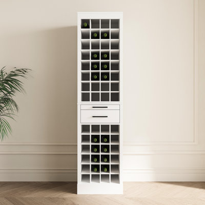 32 Modular Wine Bar Cabinet Buffet, Dark Finish, Straight Design, 15.93"d X 35.05"h 18.12"w, Particle Board + 32 Bottles, Lines, 18.12"w 35.05"h,